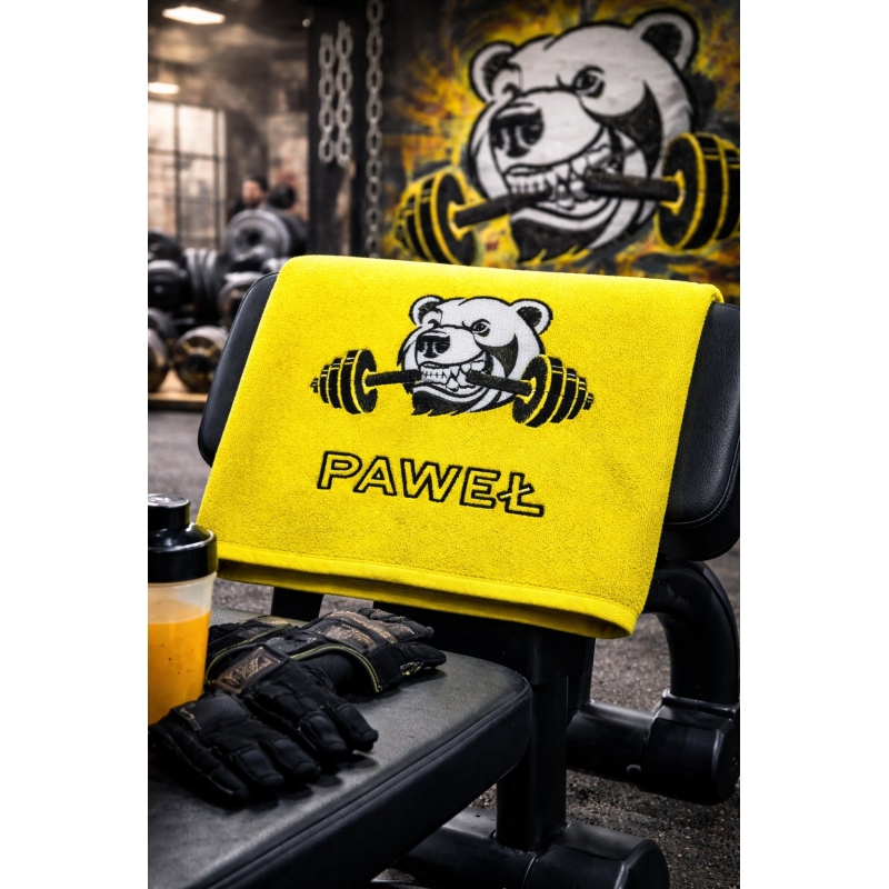Ręcznik na siłownię niedźwiedź – personalizowany ręcznik dla mężczyzny