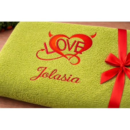 Ręcznik z haftem na walentynki