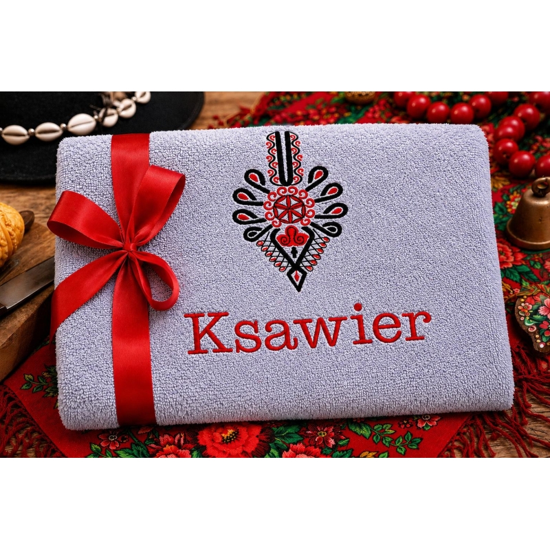Ręcznik z parzenicą i imieniem – personalizowany prezent góralski