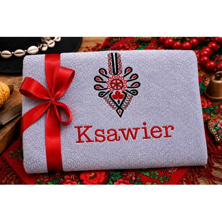 Ręcznik z parzenicą i imieniem – personalizowany prezent góralski