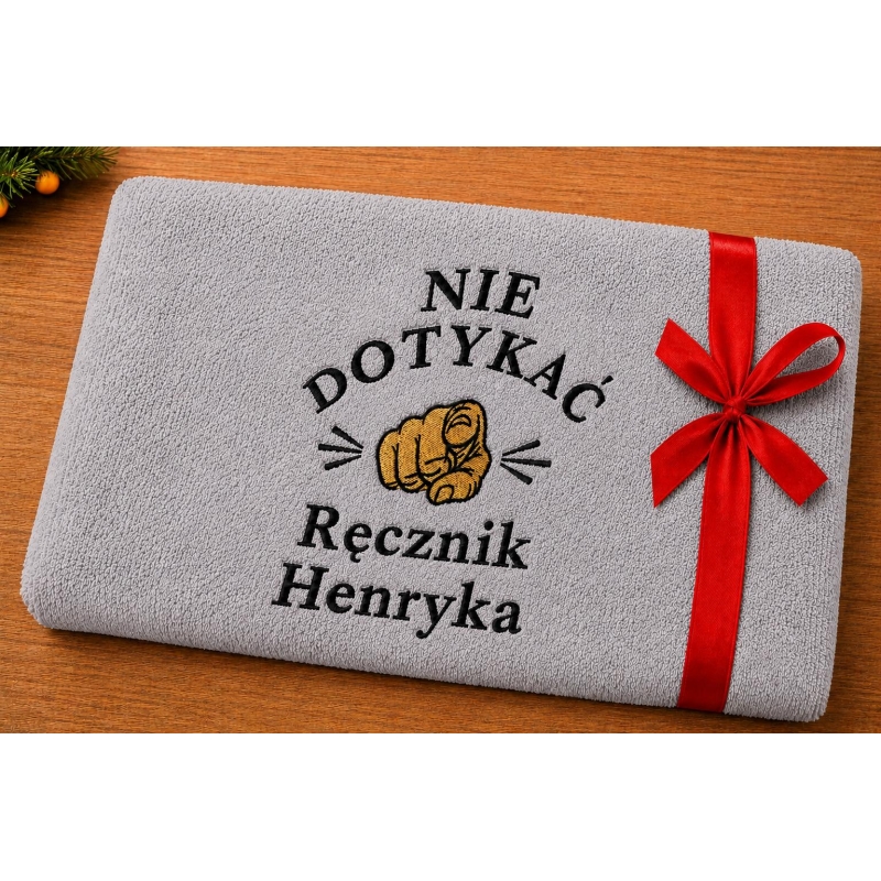 Ręcznik z Haftem Nie Dotykać z Imieniem – Prezent dla Taty, Męża lub Faceta