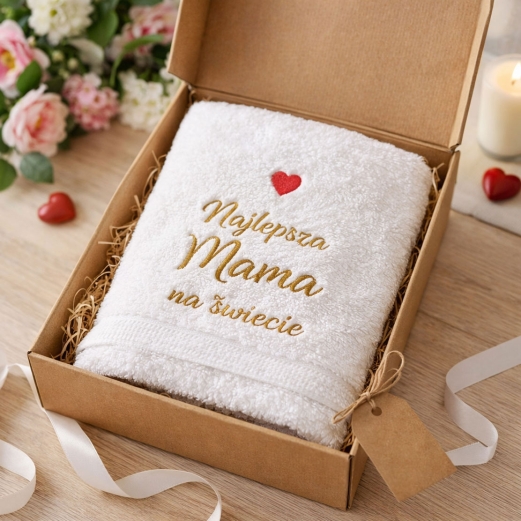 Ręcznik z personalizowanym haftem na prezent